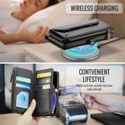 For iPhone XS / X CaseMe C36 Card Slots Zipper Wallet RFID Anti-theft Leather Phone Case(Black)