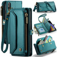 For iPhone XS Max CaseMe C36 Card Slots Zipper Wallet RFID Anti-theft Leather Phone Case(Blue-green) - free shipping - PMC Jewellery - Order now!