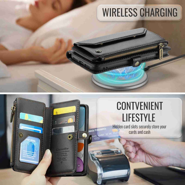 For iPhone 11 CaseMe C36 Card Slots Zipper Wallet RFID Anti-theft Leather Phone Case(Black)