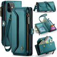 For iPhone 11 CaseMe C36 Card Slots Zipper Wallet RFID Anti-theft Leather Phone Case(Blue-green) - free shipping - PMC Jewellery - Order now!