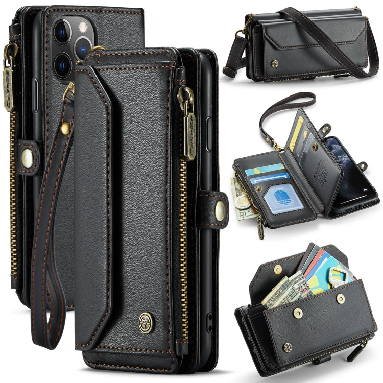 For iPhone 11 Pro Max CaseMe C36 Card Slots Zipper Wallet RFID Anti-theft Leather Phone Case(Black)
