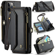 For iPhone 11 Pro Max CaseMe C36 Card Slots Zipper Wallet RFID Anti-theft Leather Phone Case(Black)