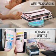For iPhone 11 Pro Max CaseMe C36 Card Slots Zipper Wallet RFID Anti-theft Leather Phone Case(Pink)