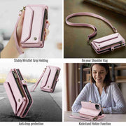 For iPhone 11 Pro Max CaseMe C36 Card Slots Zipper Wallet RFID Anti-theft Leather Phone Case(Pink)