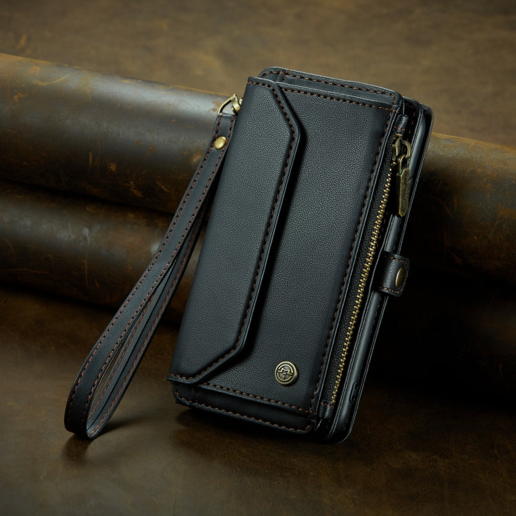 For iPhone 12 Pro Max CaseMe C36 Card Slots Zipper Wallet RFID Anti-theft Leather Phone Case(Black)