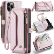 For iPhone 12 Pro Max CaseMe C36 Card Slots Zipper Wallet RFID Anti-theft Leather Phone Case(Pink) - free shipping - PMC Jewellery - Order now!