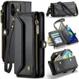 For iPhone 12 mini CaseMe C36 Card Slots Zipper Wallet RFID Anti-theft Leather Phone Case(Black) - free shipping - PMC Jewellery - Order now!