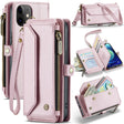 For iPhone 12 mini CaseMe C36 Card Slots Zipper Wallet RFID Anti-theft Leather Phone Case(Pink) - free shipping - PMC Jewellery - Order now!