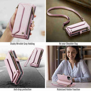 For iPhone 12 mini CaseMe C36 Card Slots Zipper Wallet RFID Anti-theft Leather Phone Case(Pink)