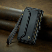 For iPhone 13 mini CaseMe C36 Card Slots Zipper Wallet RFID Anti-theft Leather Phone Case(Black)