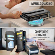 For iPhone 13 Pro Max CaseMe C36 Card Slots Zipper Wallet RFID Anti-theft Leather Phone Case(Black)