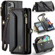 For iPhone 14 Plus CaseMe C36 Card Slots Zipper Wallet RFID Anti-theft Leather Phone Case(Black) - free shipping - PMC Jewellery - Order now!