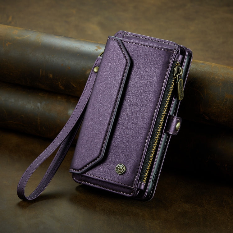 For iPhone 14 Plus CaseMe C36 Card Slots Zipper Wallet RFID Anti-theft Leather Phone Case(Purple)