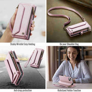 For iPhone 14 Plus CaseMe C36 Card Slots Zipper Wallet RFID Anti-theft Leather Phone Case(Pink)