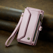 For iPhone 14 Pro Max CaseMe C36 Card Slots Zipper Wallet RFID Anti-theft Leather Phone Case(Pink)