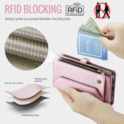For iPhone 14 Pro Max CaseMe C36 Card Slots Zipper Wallet RFID Anti-theft Leather Phone Case(Pink)