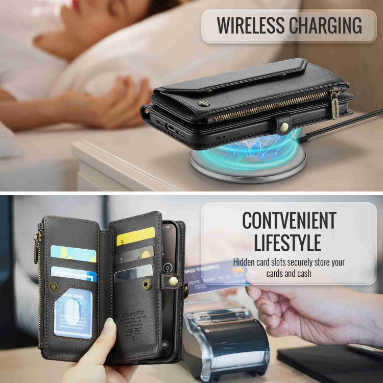 For iPhone 15 Pro Max CaseMe C36 Card Slots Zipper Wallet RFID Anti-theft Leather Phone Case(Black)