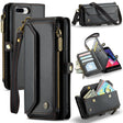 For iPhone 8 Plus / 7 Plus / 6 Plus CaseMe C36 Card Slots Zipper Wallet RFID Anti-theft Leather Phone Case(Black) - free shipping - PMC Jewellery - Order now!