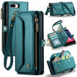 For iPhone 8 Plus / 7 Plus / 6 Plus CaseMe C36 Card Slots Zipper Wallet RFID Anti-theft Leather Phone Case(Blue-green) - free shipping - PMC Jewellery - Order now!