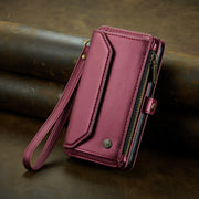 For iPhone 8 Plus / 7 Plus / 6 Plus CaseMe C36 Card Slots Zipper Wallet RFID Anti-theft Leather Phone Case(Wine Red)