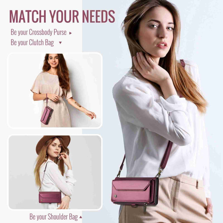 For iPhone 8 Plus / 7 Plus / 6 Plus CaseMe C36 Card Slots Zipper Wallet RFID Anti-theft Leather Phone Case(Wine Red)