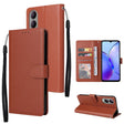 For vivo Y17s 4G Multifunctional Horizontal Flip Leather Phone Case with Three Card Slot(Brown) - vivo Cases by PMC TechLife | Online Shopping South Africa | PMC TechLife | Buy Now Pay Later Mobicred