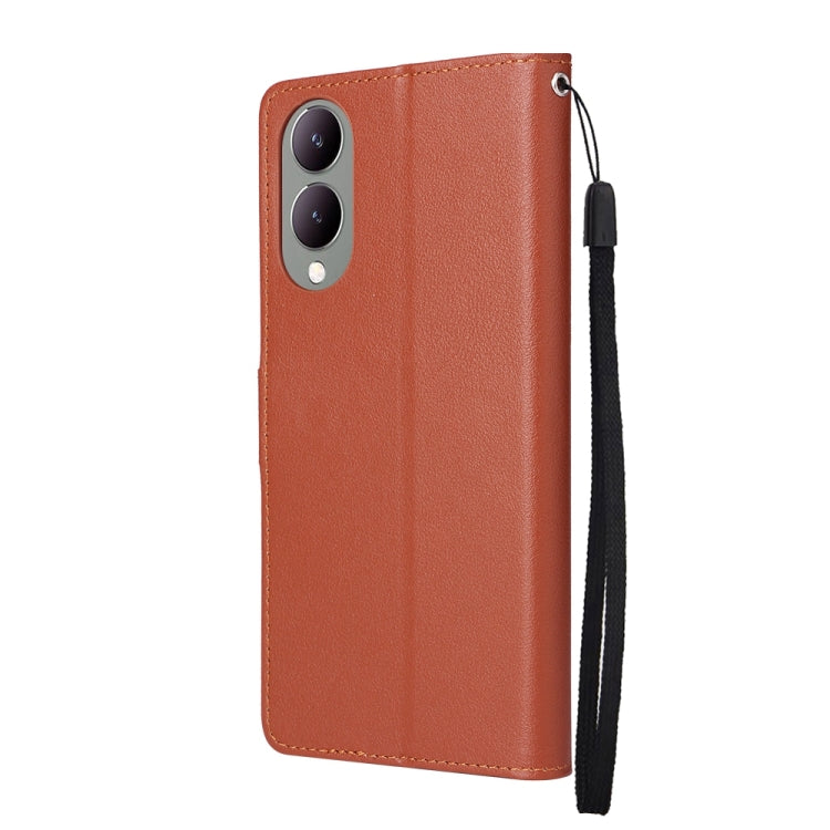 For vivo Y17s 4G Multifunctional Horizontal Flip Leather Phone Case with Three Card Slot(Brown)