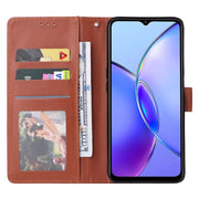 For vivo Y17s 4G Multifunctional Horizontal Flip Leather Phone Case with Three Card Slot(Brown)