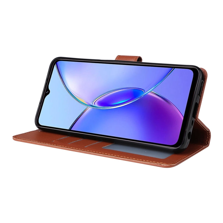 For vivo Y17s 4G Multifunctional Horizontal Flip Leather Phone Case with Three Card Slot(Brown)