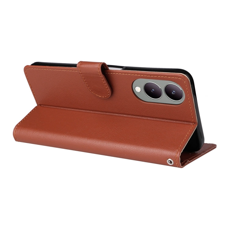For vivo Y17s 4G Multifunctional Horizontal Flip Leather Phone Case with Three Card Slot(Brown)