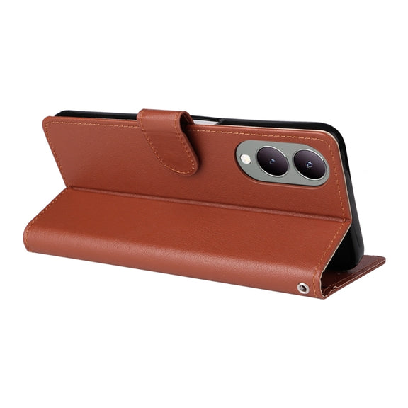 For vivo Y17s 4G Multifunctional Horizontal Flip Leather Phone Case with Three Card Slot(Brown)