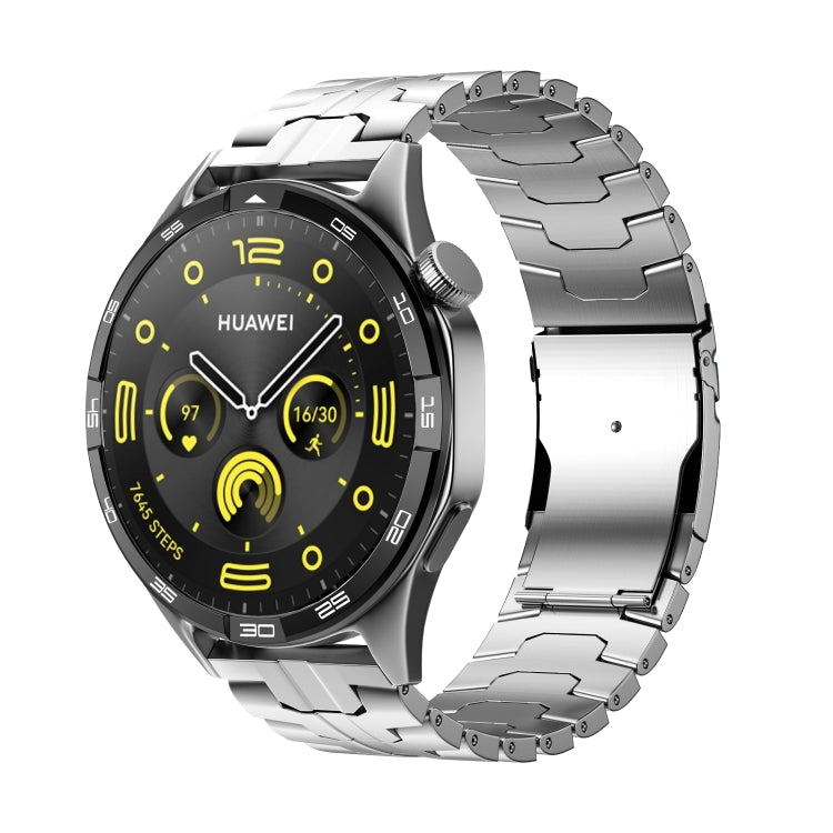 22mm Dual Safety Buckle Turtle Buckle Stainless Steel Watch Band(Silver)