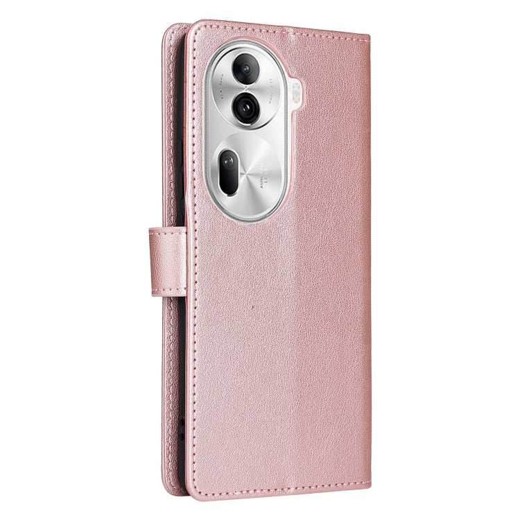For OPPO Reno11 Pro 5G Global Multifunctional Horizontal Flip Leather Phone Case with Three Card Slot(Rose Gold)