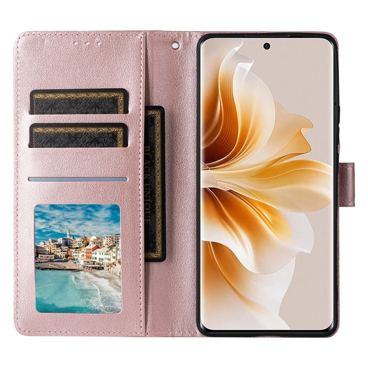 For OPPO Reno11 Pro 5G Global Multifunctional Horizontal Flip Leather Phone Case with Three Card Slot(Rose Gold)