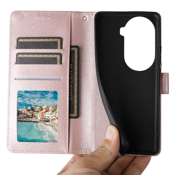 For OPPO Reno11 Pro 5G Global Multifunctional Horizontal Flip Leather Phone Case with Three Card Slot(Rose Gold)