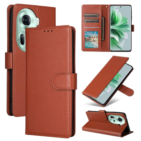 For OPPO Reno11 5G Global 3-Card Slots Multifunctional Leather Phone Case(Brown)