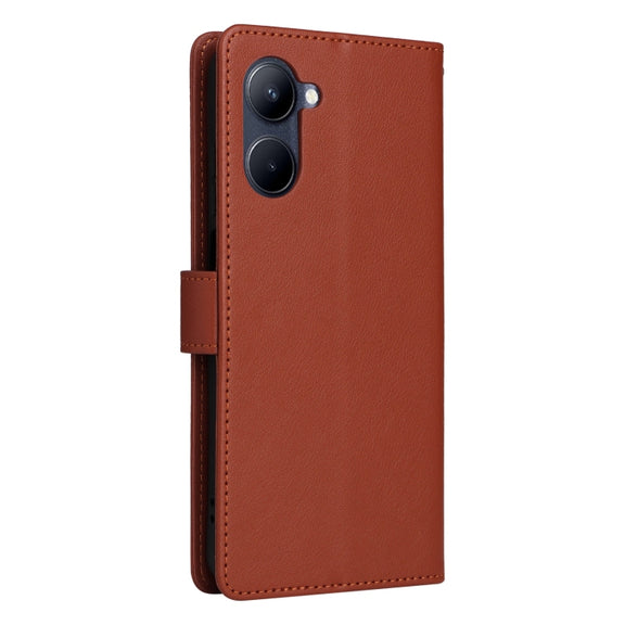 For Realme C33 Multifunctional Horizontal Flip Leather Phone Case with Three Card Slot(Brown)