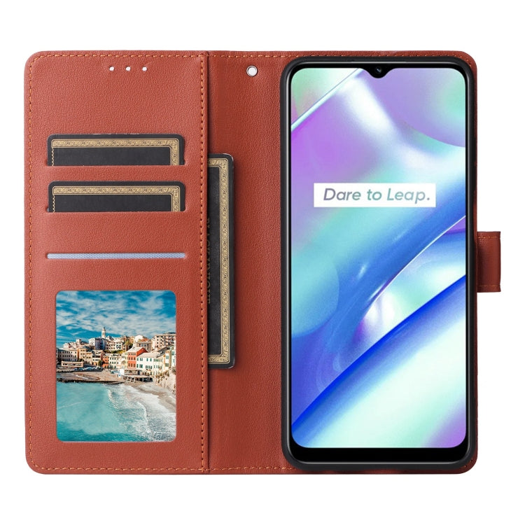 For Realme C33 Multifunctional Horizontal Flip Leather Phone Case with Three Card Slot(Brown)