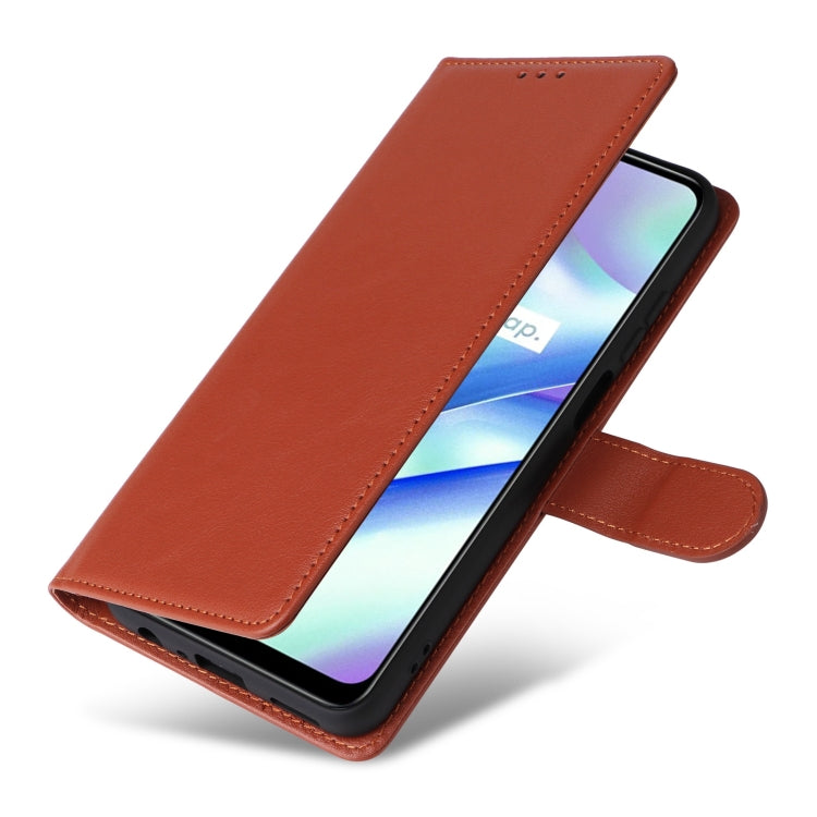 For Realme C33 Multifunctional Horizontal Flip Leather Phone Case with Three Card Slot(Brown)