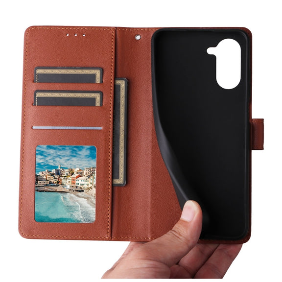 For Realme C33 Multifunctional Horizontal Flip Leather Phone Case with Three Card Slot(Brown)