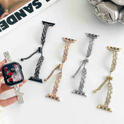 For Apple Watch Series 2 38mm Rhinestone Peacock Metal Bracelet Watch Band(Gold)