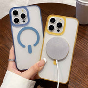 For iPhone 16 Dual-Side Frosted MagSafe Clear Phone Case(Blue)