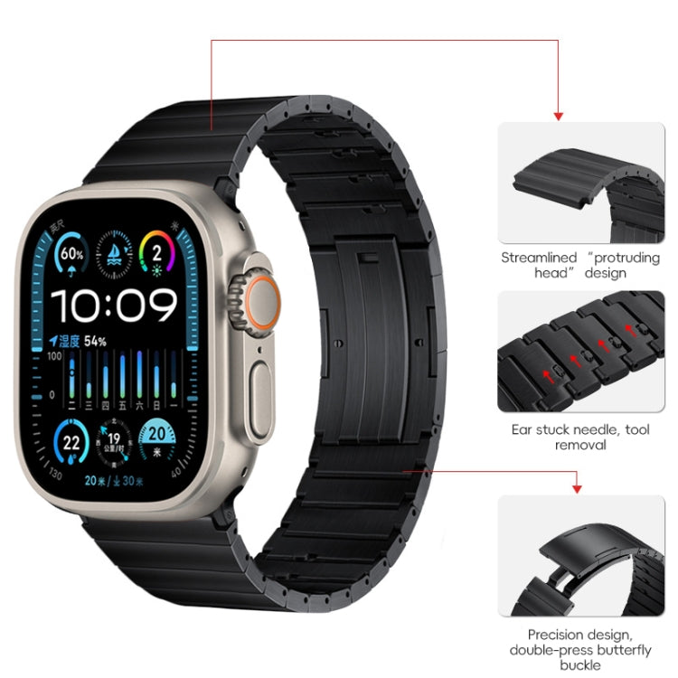 For Apple Watch Ultra 2 49mm PG65 Single Bead Bamboo Joint Spring Bars Titanium Metal Watch Band(Black)