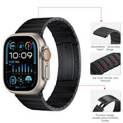 For Apple Watch Ultra 2 49mm PG65 Single Bead Bamboo Joint Spring Bars Titanium Metal Watch Band(Black)