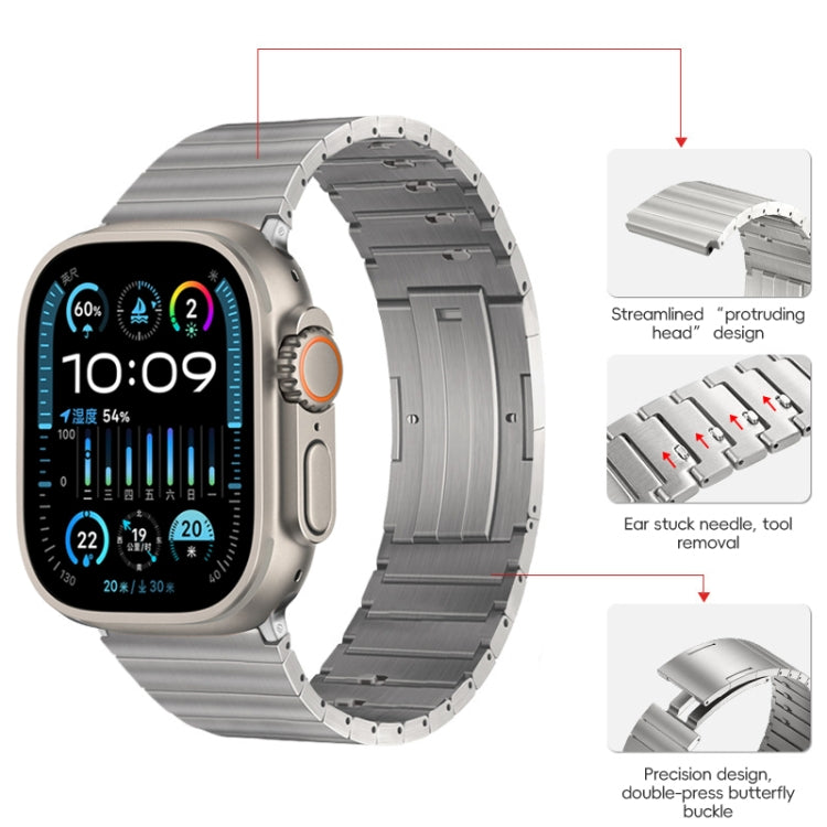 For Apple Watch Ultra 2 49mm PG65 Single Bead Bamboo Joint Spring Bars Titanium Metal Watch Band(Silver)