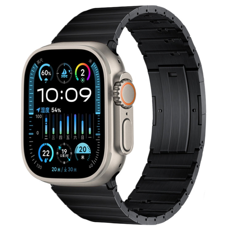 For Apple Watch Ultra 49mm PG65 Single Bead Bamboo Joint Spring Bars Titanium Metal Watch Band(Black)