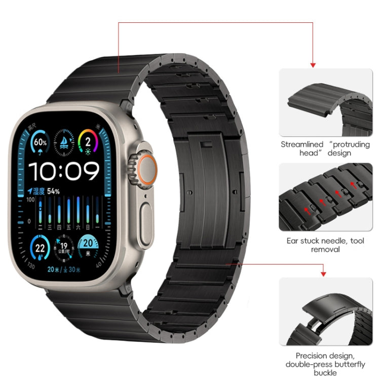 For Apple Watch Ultra 49mm PG65 Single Bead Bamboo Joint Spring Bars Titanium Metal Watch Band(Graphite Black)