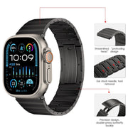 For Apple Watch Ultra 49mm PG65 Single Bead Bamboo Joint Spring Bars Titanium Metal Watch Band(Graphite Black)