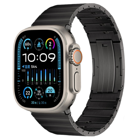 For Apple Watch Ultra 49mm PG65 Single Bead Bamboo Joint Spring Bars Titanium Metal Watch Band(Graphite Black)
