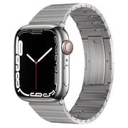 For Apple Watch SE 40mm PG65 Single Bead Bamboo Joint Spring Bars Titanium Metal Watch Band(Silver)
